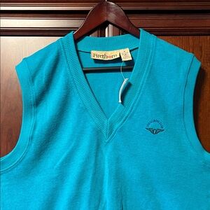 Brand New Firethorn SF Olympic Club Teal V-Neck 100% Soft Cotton Sweater Vest!